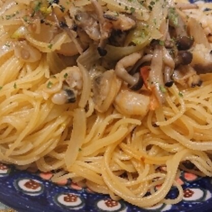 海鮮パスタが大好きで本日の夕食に作りました！ 夫も気に入ってくれて、とても美味しかったです(〃´ω`〃)